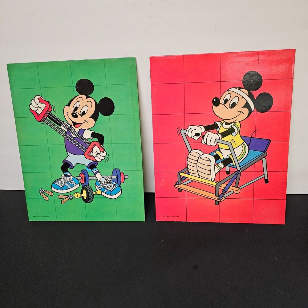NOS Lot of 2 Mickey Mouse Mousercise Folders 1980s School Supplies Disney